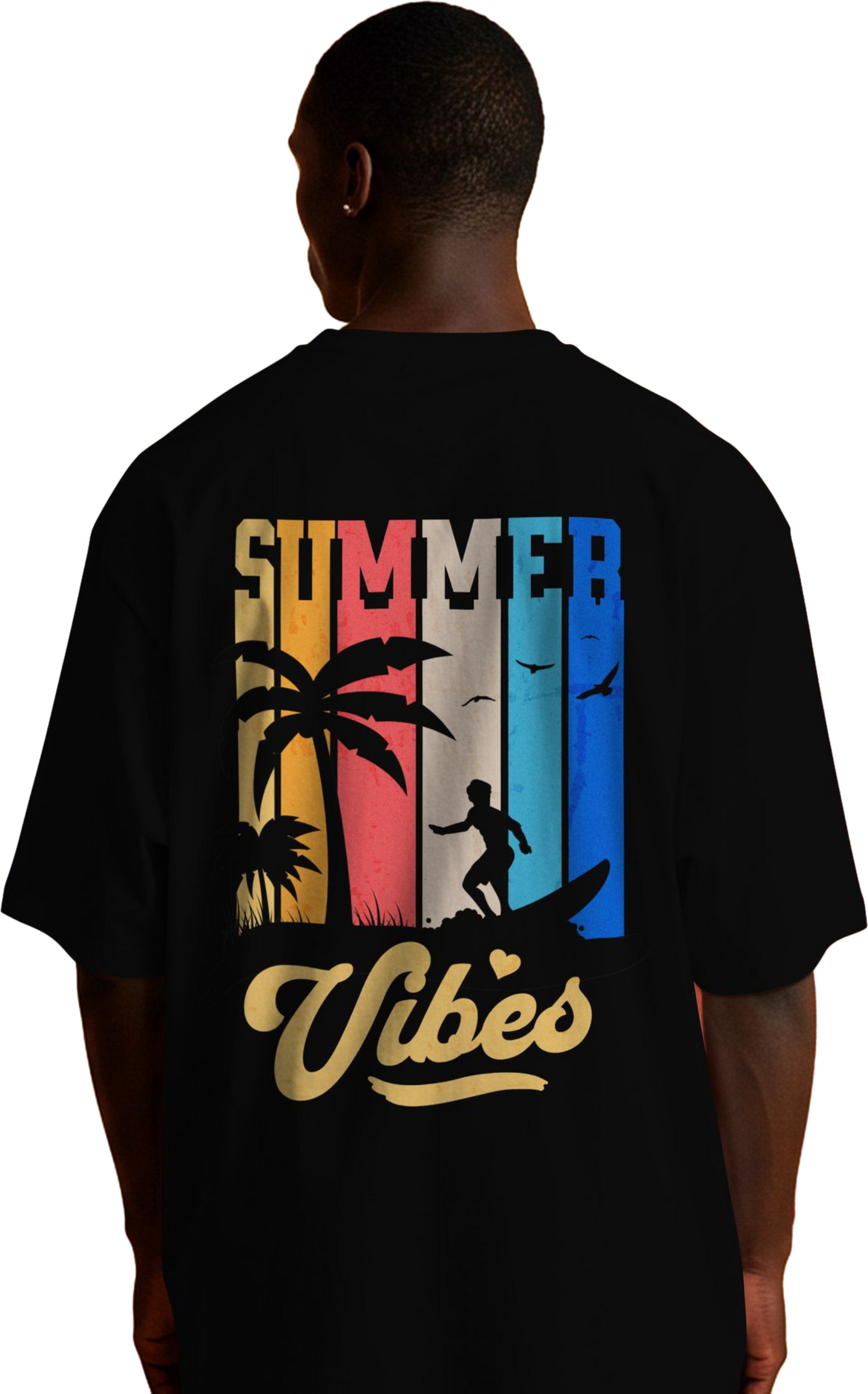 Summer Vibes Men’s Oversized Premium T-Shirt – Black 🖤