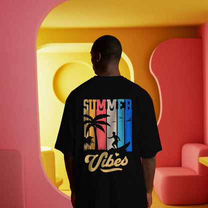 Summer Vibes Men’s Oversized Premium T-Shirt – Black 🖤